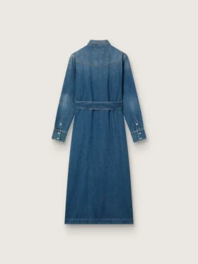 Vestido camisero de mezclilla para mujer con cinturón
