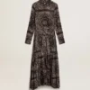 Vestido de camisa gris antracita con estampado de paisley