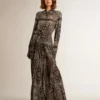 Vestido de camisa gris antracita con estampado de paisley