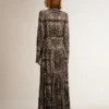 Vestido de camisa gris antracita con estampado de paisley