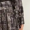 Vestido de camisa gris antracita con estampado de paisley