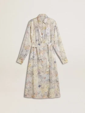Vestido de camisa para mujer con estampado floral de lentejuelas multicolores