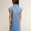 Vestido de mezclilla para niñas con lazo delantero y bordados