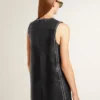 Vestido de piel napa negra para mujer con tachuelas