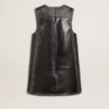 Vestido de piel napa negra para mujer con tachuelas