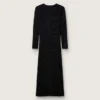 Vestido largo de mujer de malla negra con lentejuelas negras
