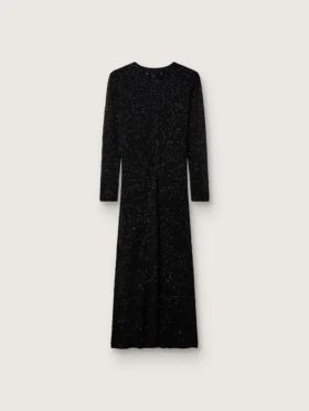 Vestido largo de mujer de malla negra con lentejuelas negras