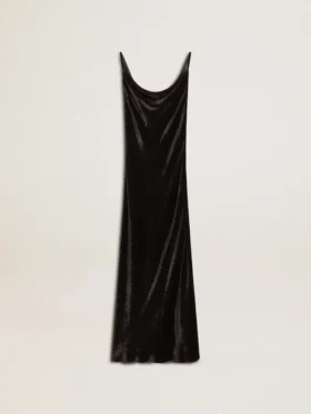 Vestido lencero negro con efecto terciopelo para mujer