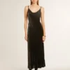 Vestido lencero negro con efecto terciopelo para mujer