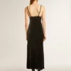 Vestido lencero negro con efecto terciopelo para mujer