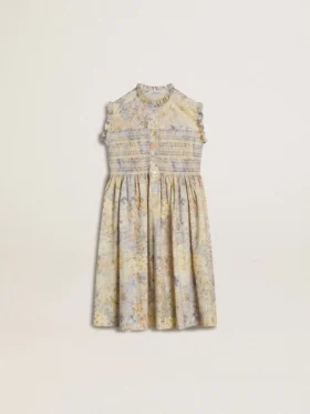 Vestido midi de algodón para niñas con estampado floral multicolor