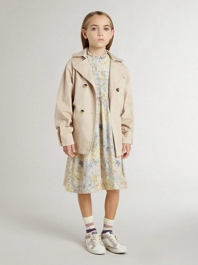 Vestido midi de algodón para niñas con estampado floral multicolor