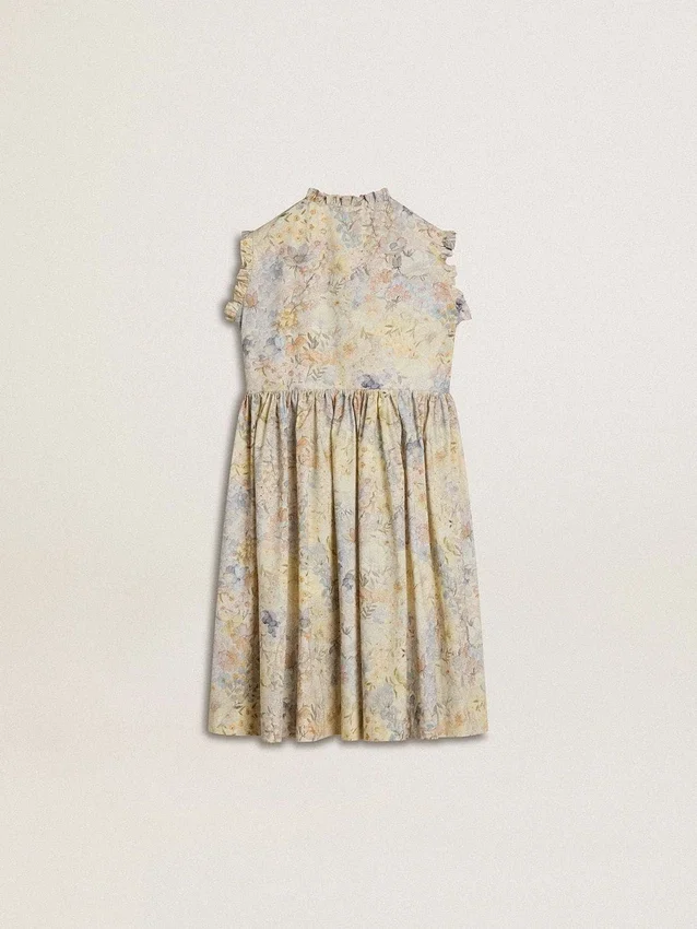 Vestido midi de algodón para niñas con estampado floral multicolor