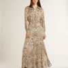 Vestido midi de mezcla de seda para mujer con estampado floral