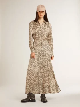 Vestido midi de mezcla de seda para mujer con estampado floral