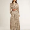Vestido midi de mezcla de seda para mujer con estampado floral