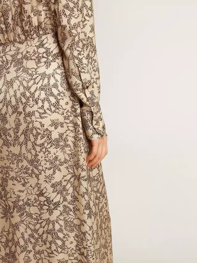 Vestido midi de mezcla de seda para mujer con estampado floral