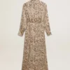 Vestido midi de mezcla de seda para mujer con estampado floral