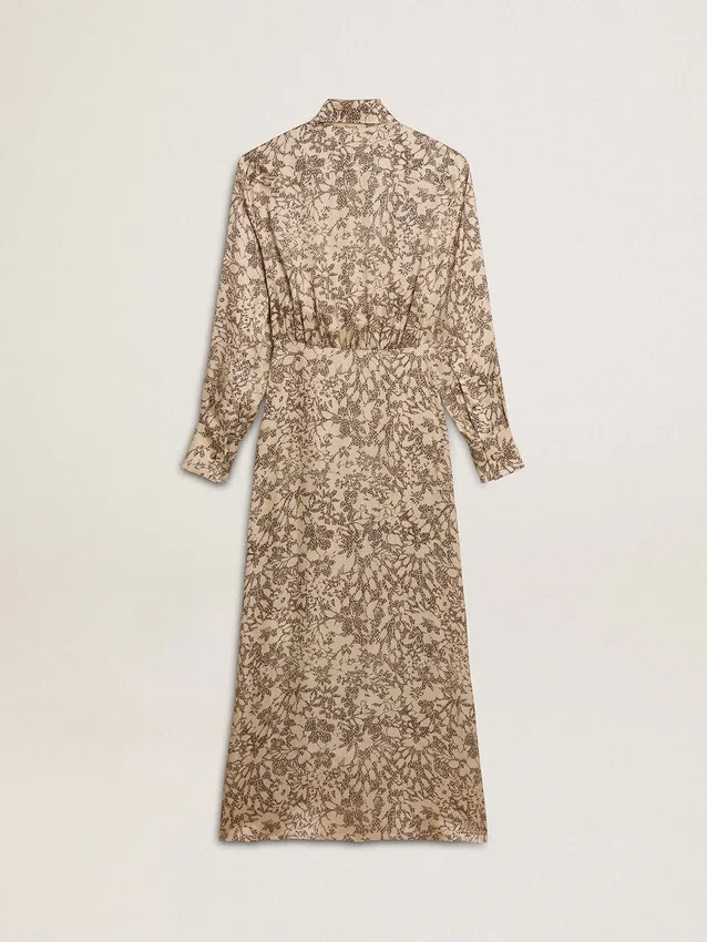 Vestido midi de mezcla de seda para mujer con estampado floral