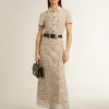 Vestido midi para mujer de encaje transparente color crema