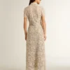 Vestido midi para mujer de encaje transparente color crema