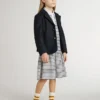 Vestido midi para niñas en mezcla de algodón a rayas con bordados