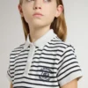 Vestido midi para niñas en mezcla de algodón a rayas con bordados