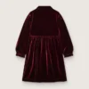 Vestido para niñas en color burdeos con efecto terciopelo y bordado en la parte delantera