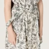 Vestido para niñas «Journey» de lona de algodón blanca con estampado floral verde