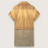 Vestido safari para mujer en algodón beige y verde militar con bolsillos maxi