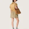Vestido safari para mujer en algodón beige y verde militar con bolsillos maxi