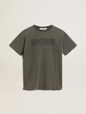 Vestido tipo camiseta gris para mujer con acabado desgastado