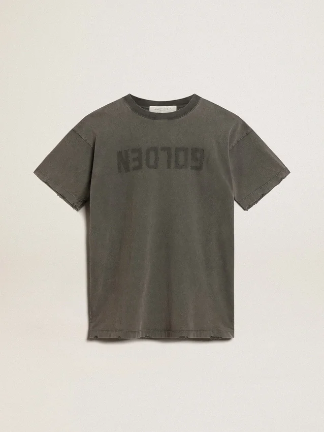 Vestido tipo camiseta gris para mujer con acabado desgastado