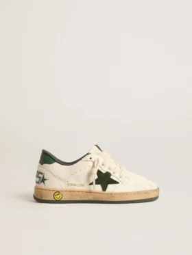 Young Ball Star en cuero blanco con estrella de gamuza verde