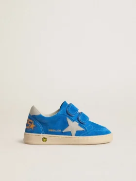 Young Ball Star en gamuza azul claro con estrella y lengüeta en el talón de nubuck gris