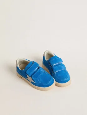 Young Ball Star en gamuza azul claro con estrella y lengüeta en el talón de nubuck gris