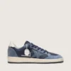 Zapatillas Ball Star LTD para mujer en cuero azul oscuro con estrella de cristales Swarovski azul claro e inserciones de gamuza