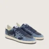 Zapatillas Ball Star LTD para mujer en cuero azul oscuro con estrella de cristales Swarovski azul claro e inserciones de gamuza
