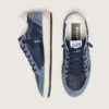 Zapatillas Ball Star LTD para mujer en cuero azul oscuro con estrella de cristales Swarovski azul claro e inserciones de gamuza