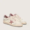 Zapatillas Ball Star LTD para mujer en cuero beige con estrella de malla rosa y lengüeta del talón de cuero azul