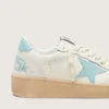 Zapatillas Ball Star para mujer en cuero blanco con estrella azul claro