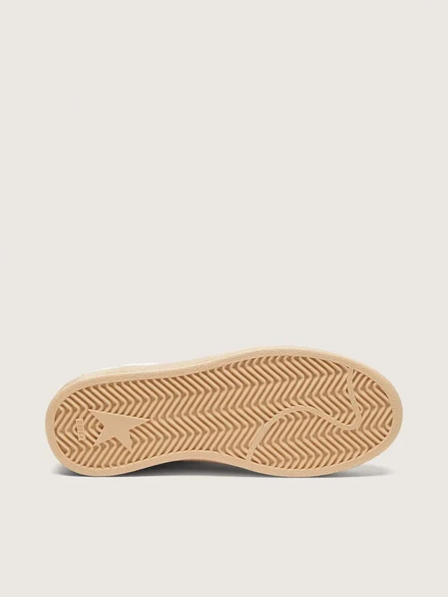 Zapatillas Ball Star para mujer en cuero blanco con estrella azul claro