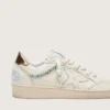 Zapatillas Ball Star para mujer en cuero color crema con estrella y cuentas tono sobre tono