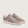 Zapatillas Ball Star para mujer en gamuza color lavanda con estrella plateada con purpurina y lengüeta del talón de cuero laminado