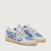 Zapatillas Ball Star para mujer en nylon azul denim con inserciones de gamuza gris claro y una estrella de cuero plateado metalizado