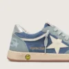 Young Ball Star en gamuza azul claro y azul denim con estrella de cuero blanco