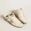 Zapatillas Ball Star tipo sabot en piel napa con estrella de gamuza gris hielo