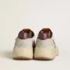 Zapatillas de hombre con Running Sole de nylon y gamuza, con estrella de cuero marrón y lengüeta trasera de cuero burdeos