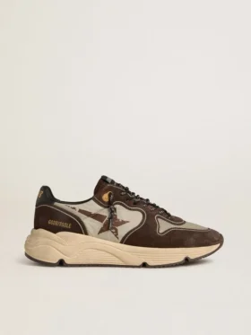 Zapatillas de hombre con Running Sole de nylon y gamuza, con estrella estampada y lengüeta de talón de cuero