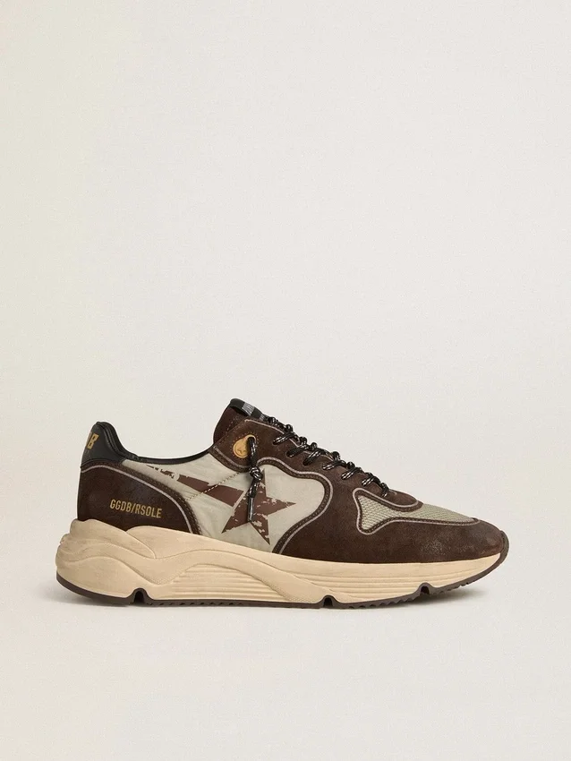 Zapatillas de hombre con Running Sole de nylon y gamuza, con estrella estampada y lengüeta de talón de cuero